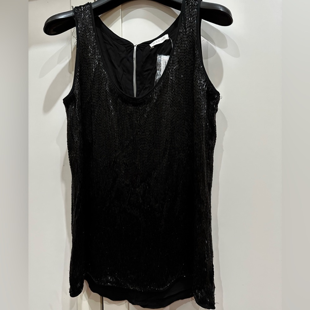 Full beaded black sleeveless top
